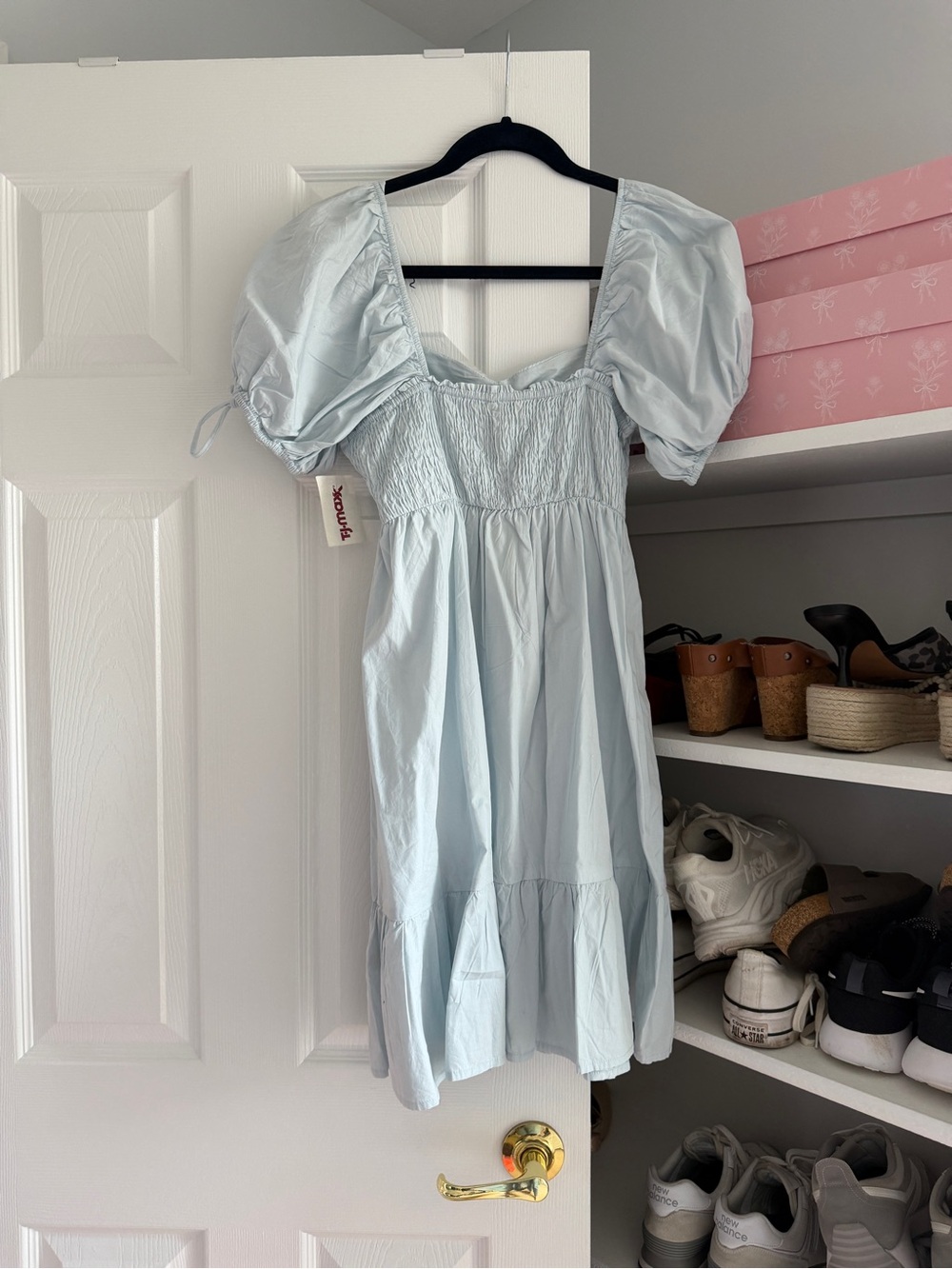 T.J.Maxx Light Blue Puff Sleeve Dress - Picture 3 of 6